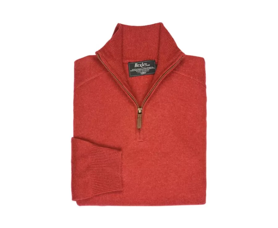 Best Jersey de hombre de lana con cuello con cremallera Rojo moteado Kenneth Jerséis De Cuello Cremallera