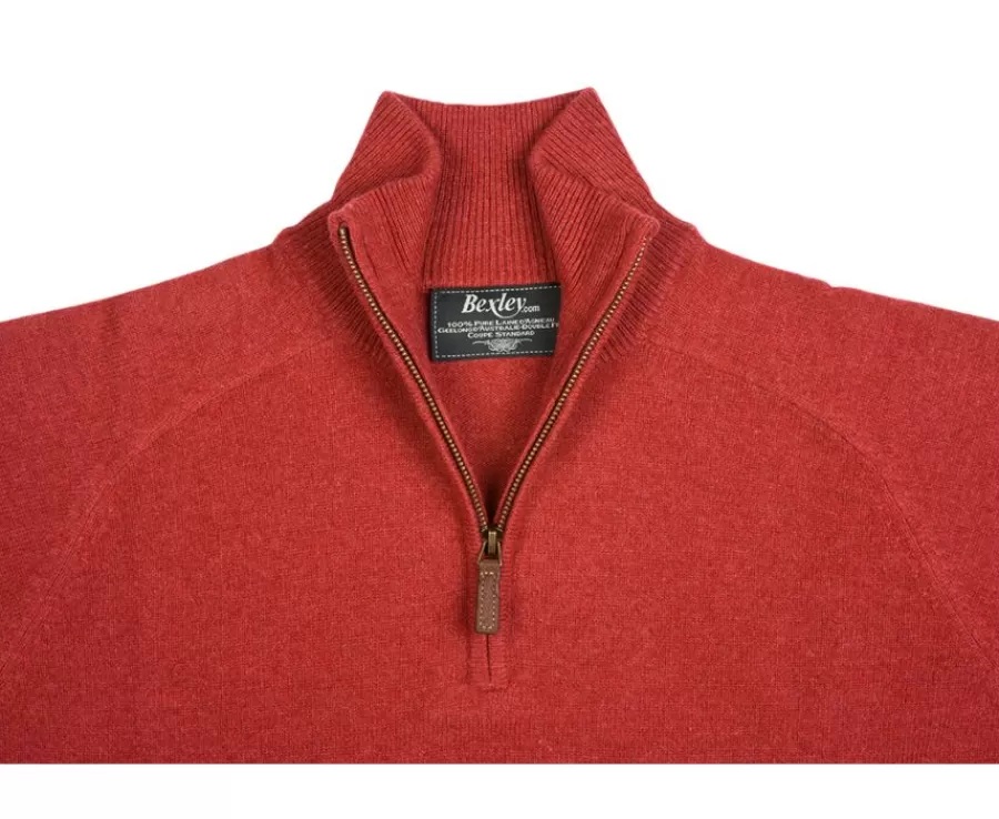 Best Jersey de hombre de lana con cuello con cremallera Rojo moteado Kenneth Jerséis De Cuello Cremallera