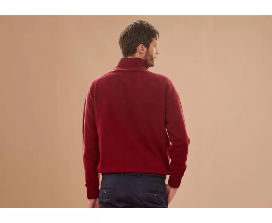 Fashion Jersey de hombre de lana con cuello con cremallera Rojo Oscuro Kenneth Jerséis De Cuello Cremallera | Jerséis De Punto