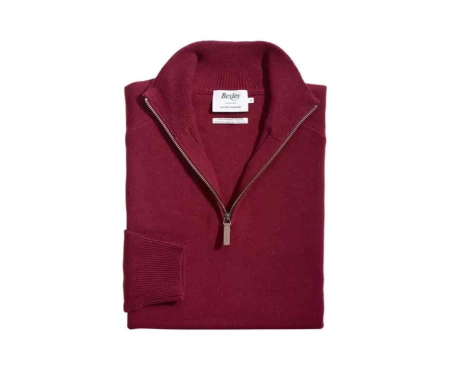 Fashion Jersey de hombre de lana con cuello con cremallera Rojo Oscuro Kenneth Jerséis De Cuello Cremallera | Jerséis De Punto