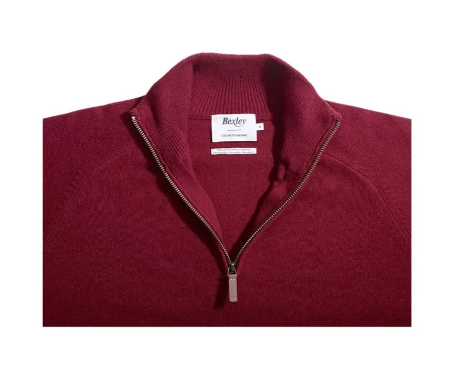 Fashion Jersey de hombre de lana con cuello con cremallera Rojo Oscuro Kenneth Jerséis De Cuello Cremallera | Jerséis De Punto
