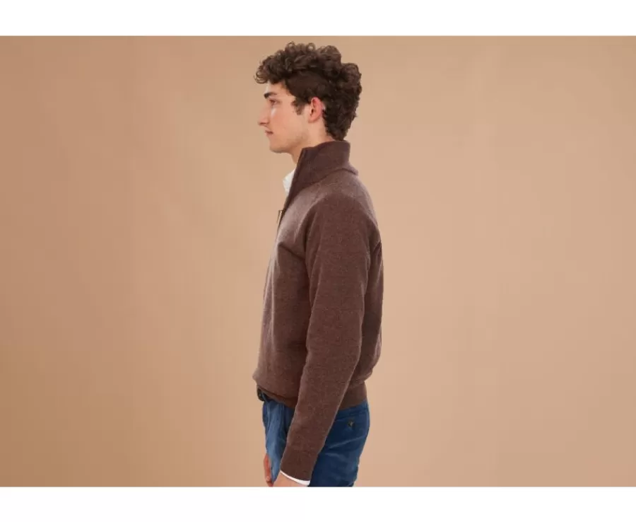 Best Jersey de hombre de lana con cuello de cremallera Chocolate moteado Kenneth Jerséis De Cuello Cremallera | Jerséis De Punto