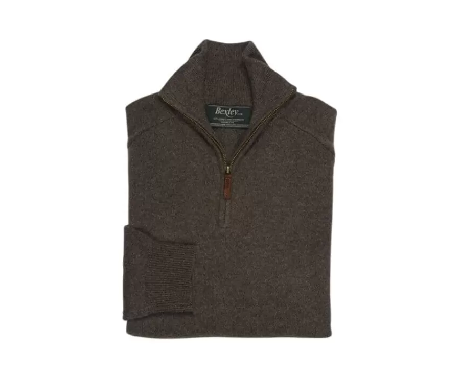 Best Jersey de hombre de lana con cuello de cremallera Chocolate moteado Kenneth Jerséis De Cuello Cremallera | Jerséis De Punto