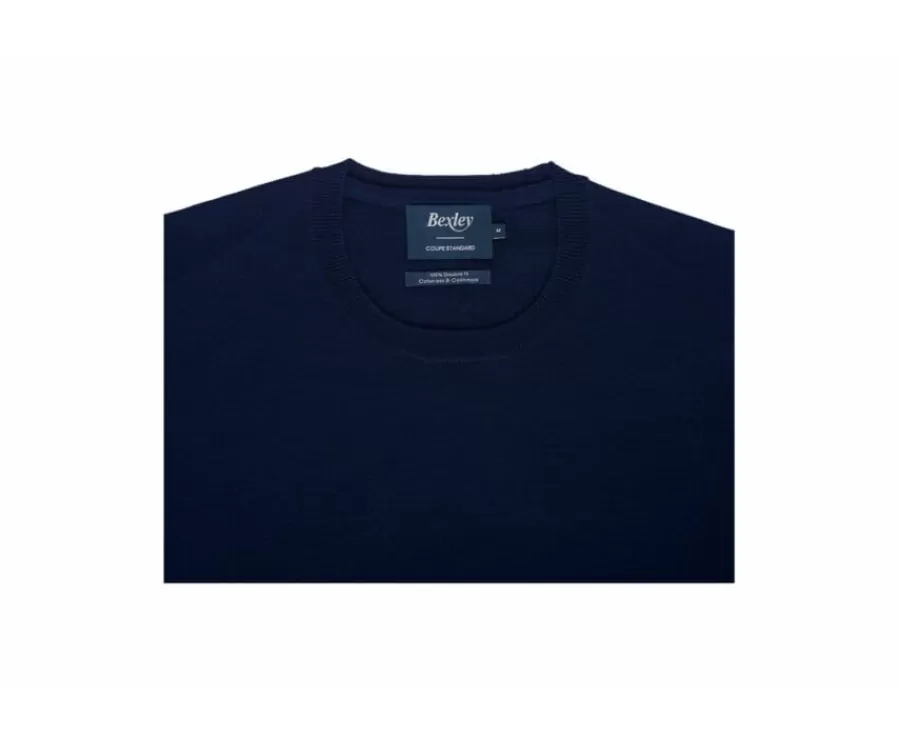 Online Jersey de hombre fino algodón Pima/cachemira con cuello redondo Azul marino Vladimir Jerséis Cuello Redondo | Jerséis Algodón Bio/cachemira