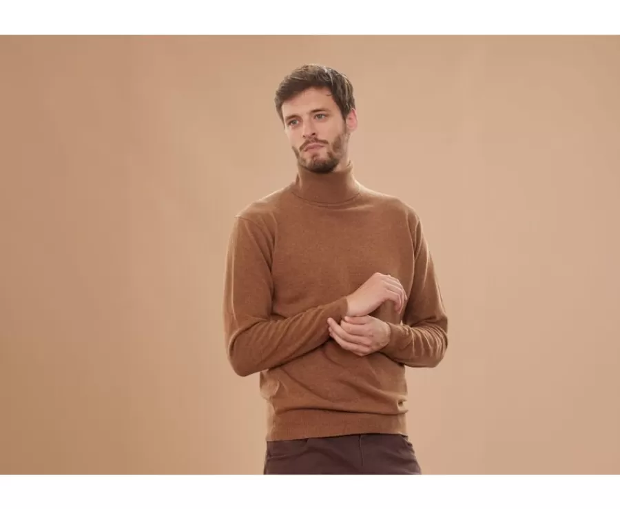 Sale Jersey de lana con cuello alto hombre Avellana Moteado Emeric Jerséis De Cuello Alto | Jerséis De Punto