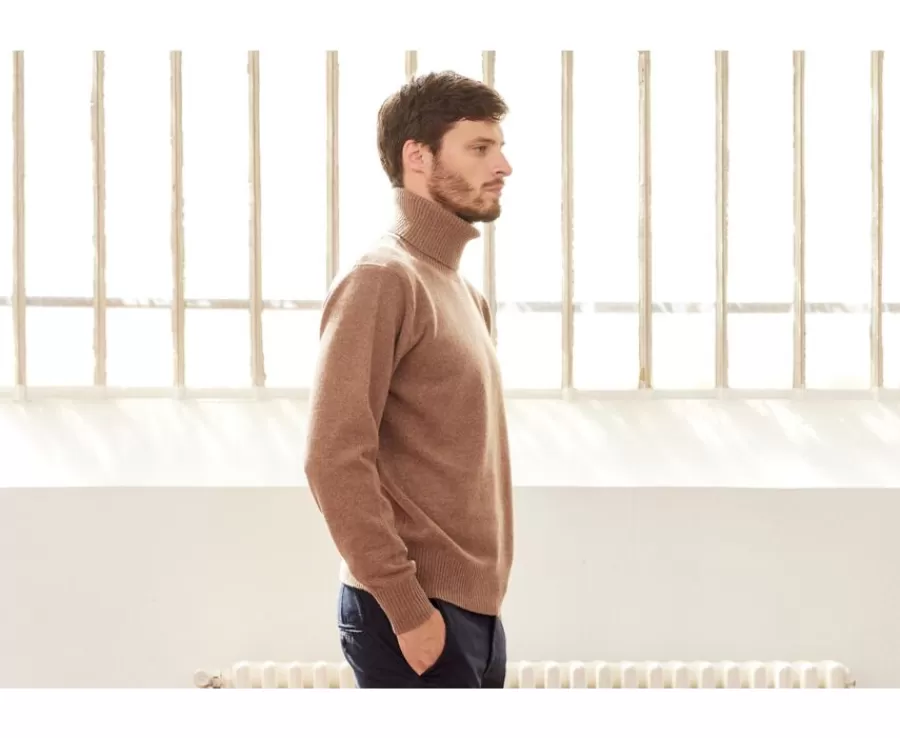 Flash Sale Jersey de lana con cuello alto para hombre Marrón moteado Kenneric Jerséis De Cuello Alto