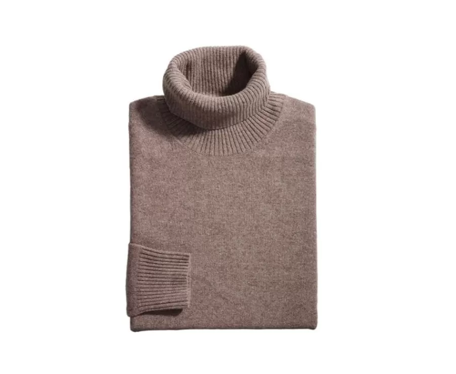 Flash Sale Jersey de lana con cuello alto para hombre Marrón moteado Kenneric Jerséis De Cuello Alto