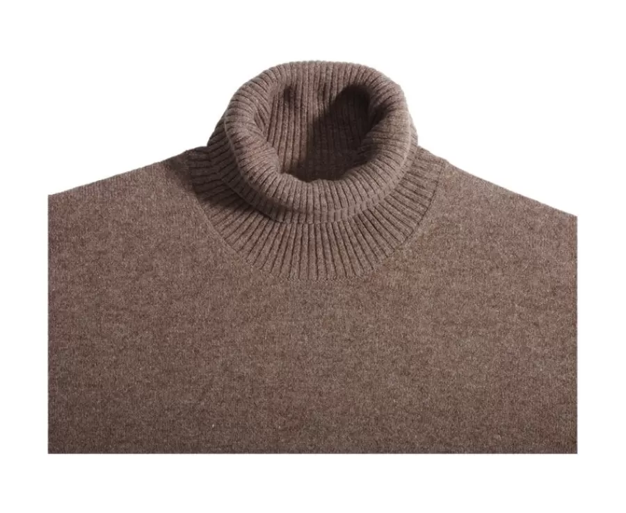 Flash Sale Jersey de lana con cuello alto para hombre Marrón moteado Kenneric Jerséis De Cuello Alto
