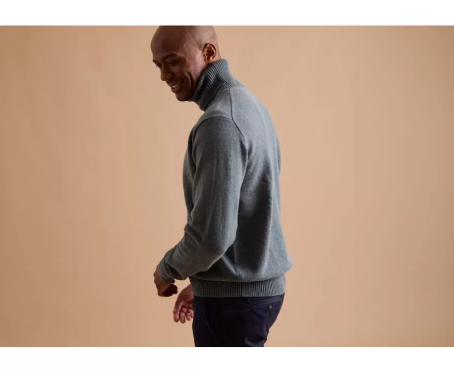 Outlet Jersey de lana con cuello alto para hombre Verde moteado Kenneric Jerséis De Cuello Alto | Jerséis De Punto