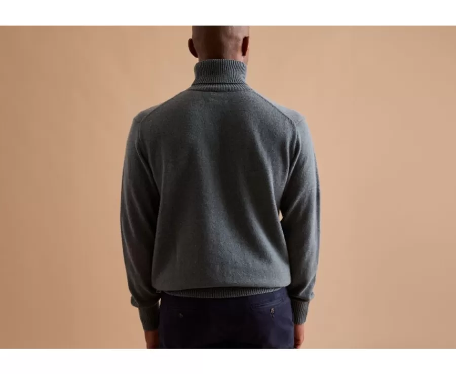 Outlet Jersey de lana con cuello alto para hombre Verde moteado Kenneric Jerséis De Cuello Alto | Jerséis De Punto