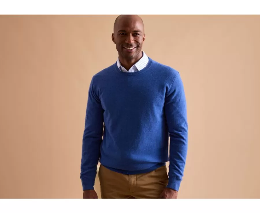 Flash Sale Jersey de lana con cuello redondo Azul Jean moteado Conan Jerséis Cuello Redondo | Jerséis De Punto