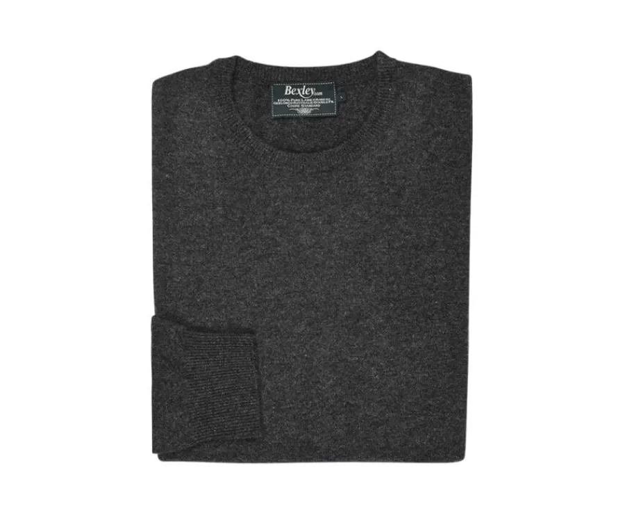 Outlet Jersey de lana con cuello redondo Gris Antracita moteado para hombre Conan Jerséis Cuello Redondo | Jerséis De Punto