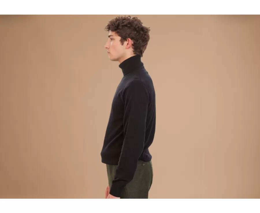New Jersey de lana con cuello vuelto para hombre Negro Emeric Jerséis De Cuello Alto | Jerséis De Punto