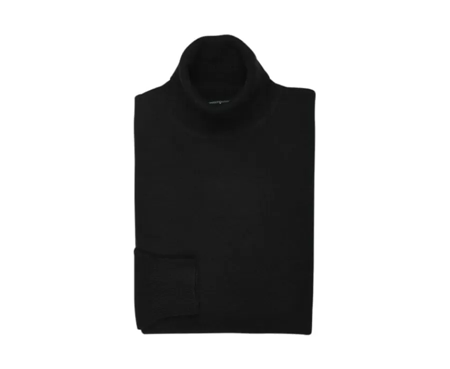 New Jersey de lana con cuello vuelto para hombre Negro Emeric Jerséis De Cuello Alto | Jerséis De Punto