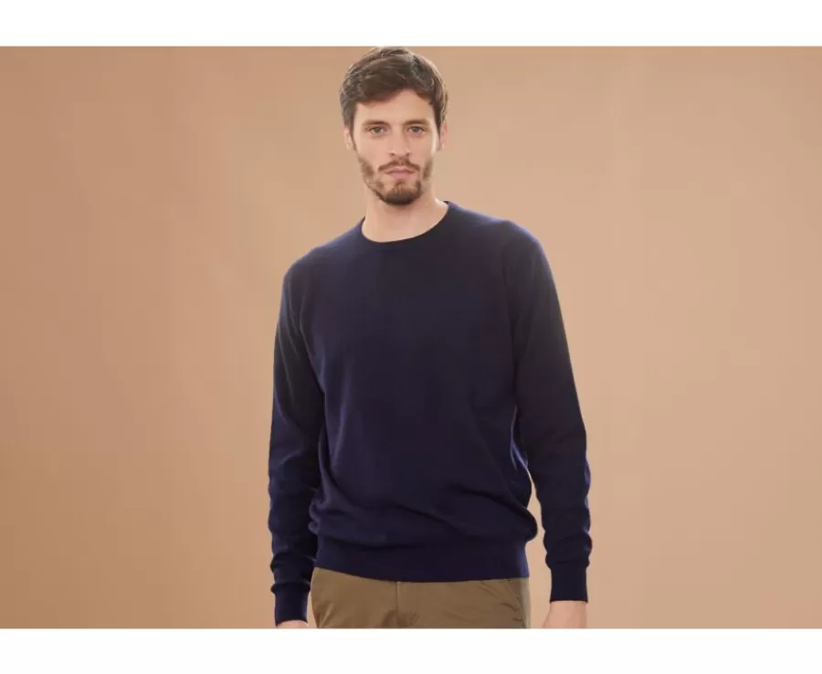 Online Jersey de lana de cuello redondo para hombre Navy Conan Jerséis Cuello Redondo | Jerséis De Punto