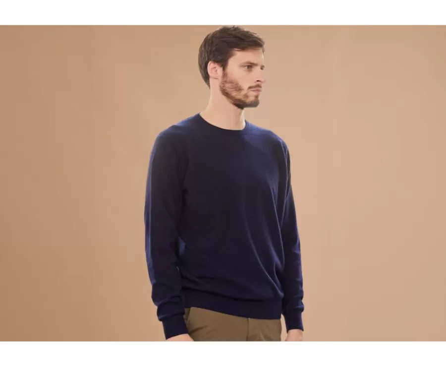 Online Jersey de lana de cuello redondo para hombre Navy Conan Jerséis Cuello Redondo | Jerséis De Punto