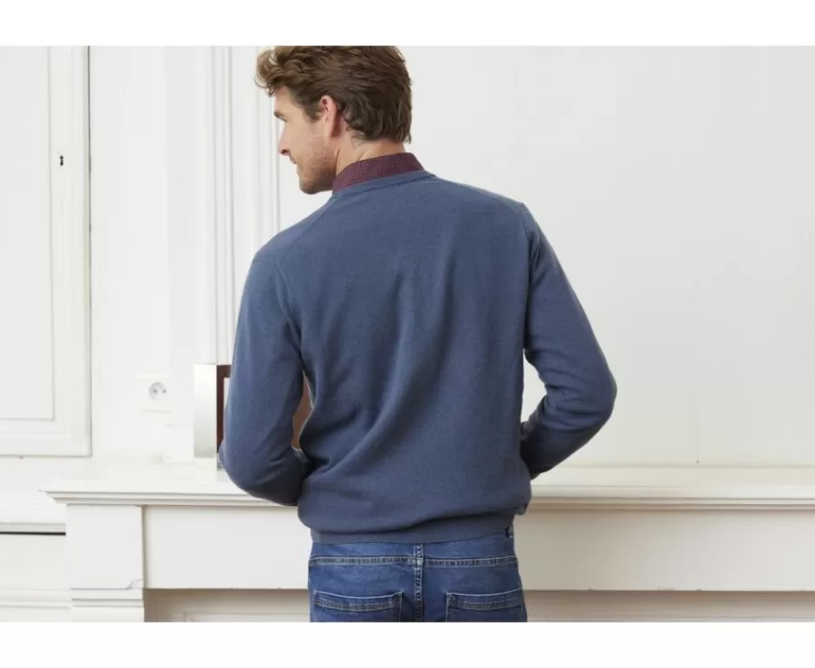 Online Jersey de lana hombre con cuello de pico Azul petróleo Elian Jerséis De Punto | Jerséis De Cuello Pico