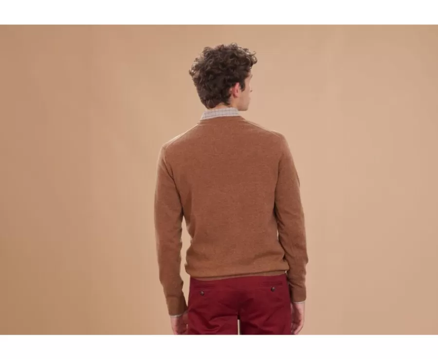 Sale Jersey de lana hombre con cuello en V Avellana Moteado Elian Jerséis De Cuello Pico | Jerséis De Punto