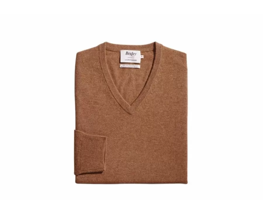 Sale Jersey de lana hombre con cuello en V Avellana Moteado Elian Jerséis De Cuello Pico | Jerséis De Punto