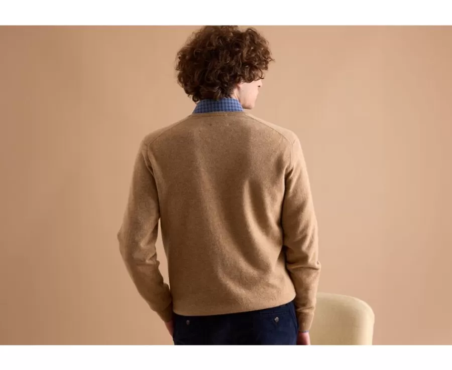 Online Jersey de lana hombre con cuello en V Beis Oscuro Moteado Elian Jerséis De Cuello Pico | Jerséis De Punto