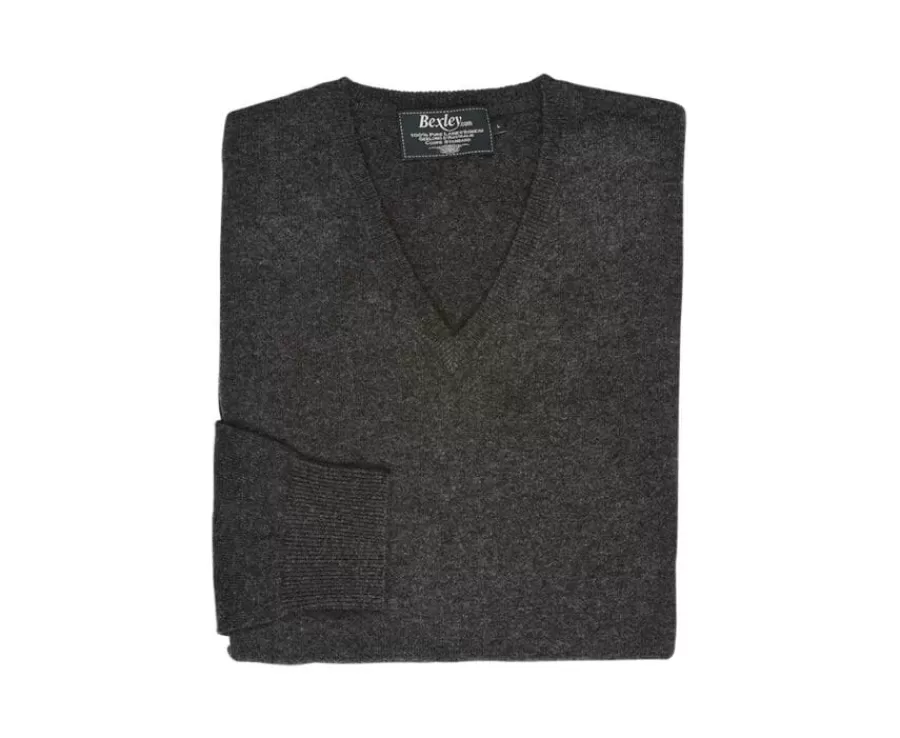 Sale Jersey de lana hombre con cuello En V Gris Antracita moteado Elian Jerséis De Cuello Pico | Jerséis De Punto