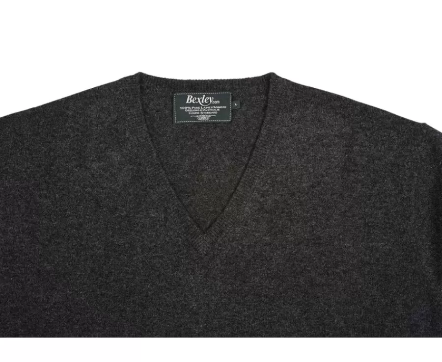 Sale Jersey de lana hombre con cuello En V Gris Antracita moteado Elian Jerséis De Cuello Pico | Jerséis De Punto