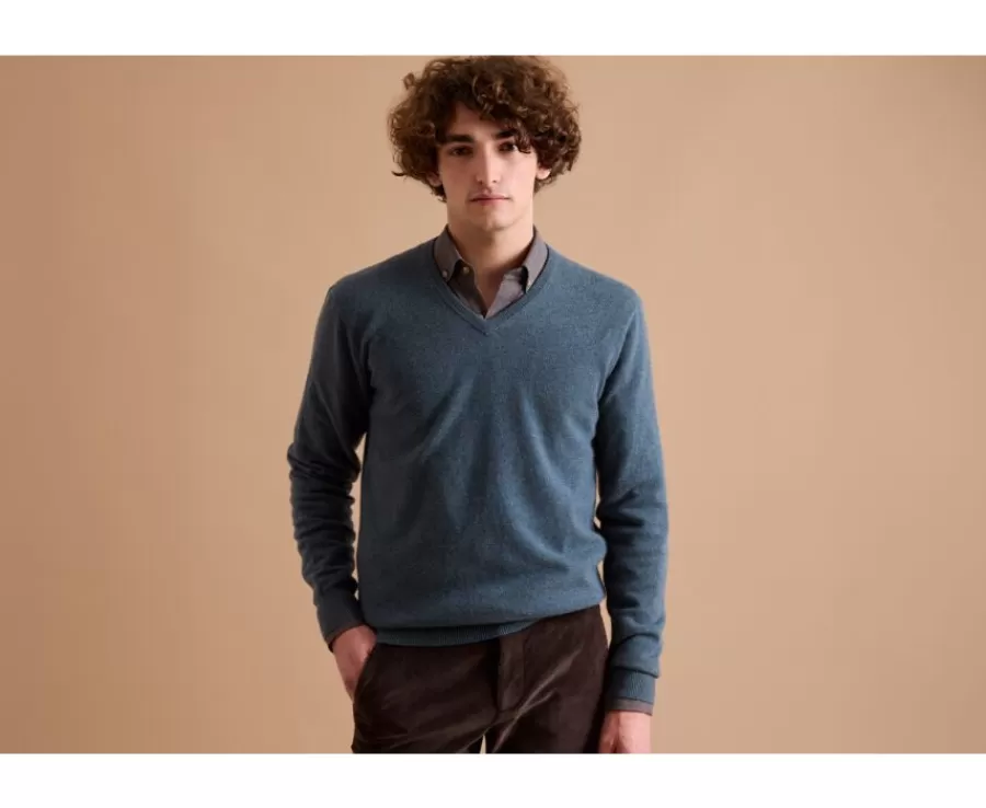 Online Jersey de lana hombre con cuello en V Verde Moteado Elian Jerséis De Cuello Pico | Jerséis De Punto