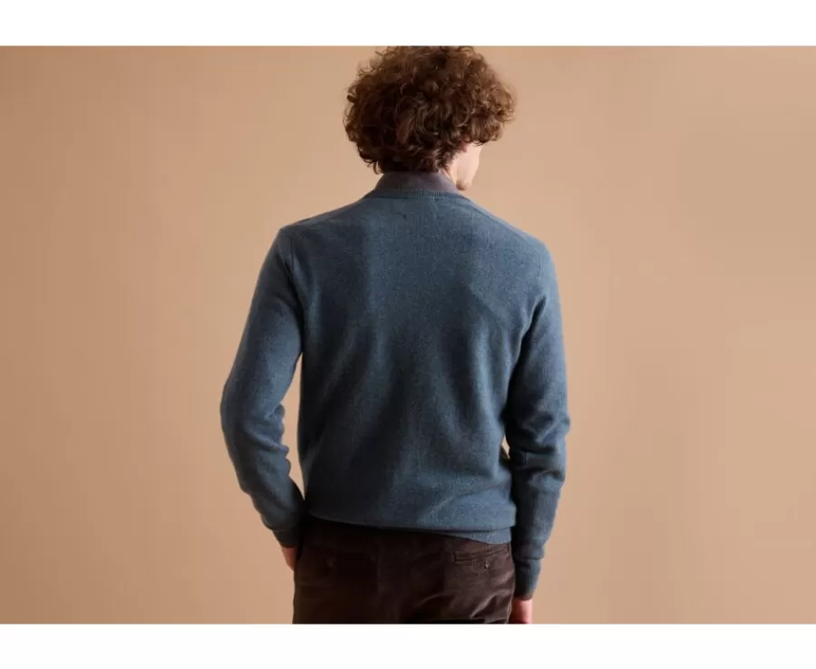 Online Jersey de lana hombre con cuello en V Verde Moteado Elian Jerséis De Cuello Pico | Jerséis De Punto