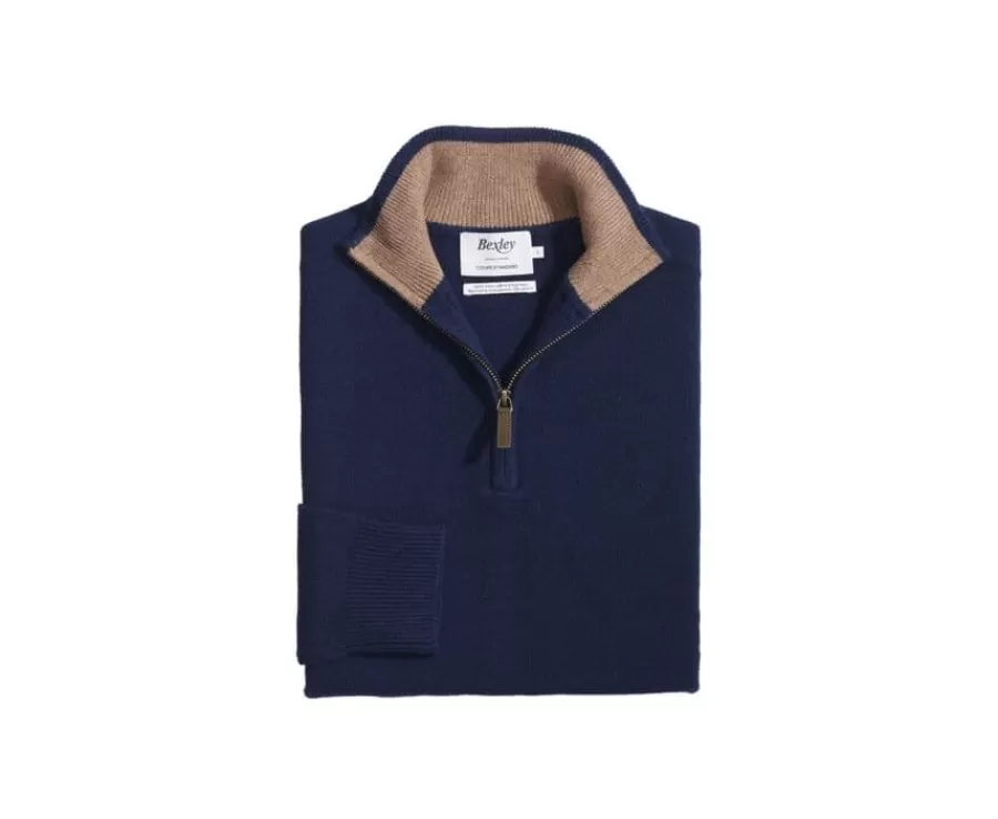 Online Jersey de lana para hombre con cuello cremallera Azul marino moteado y avellana Keyden Jerséis De Cuello Cremallera | Jerséis De Punto