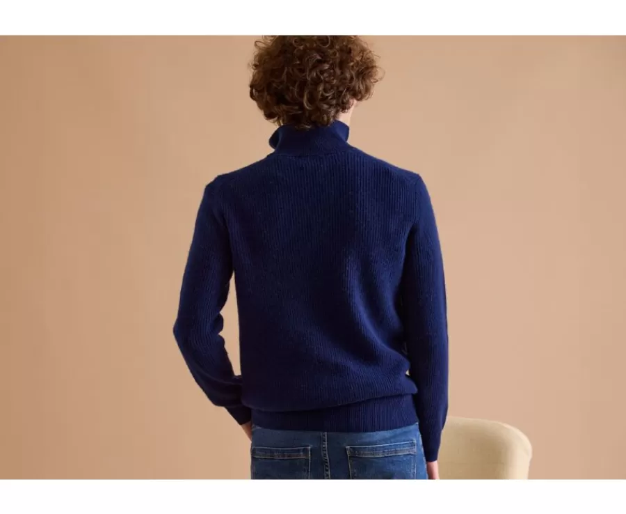 Fashion Jersey de lana para hombre con cuello cremallera Azul Navy Kenthan Jerséis De Cuello Cremallera | Jerséis De Punto