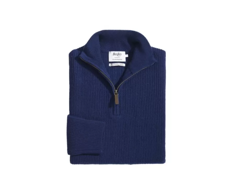 Fashion Jersey de lana para hombre con cuello cremallera Azul Navy Kenthan Jerséis De Cuello Cremallera | Jerséis De Punto