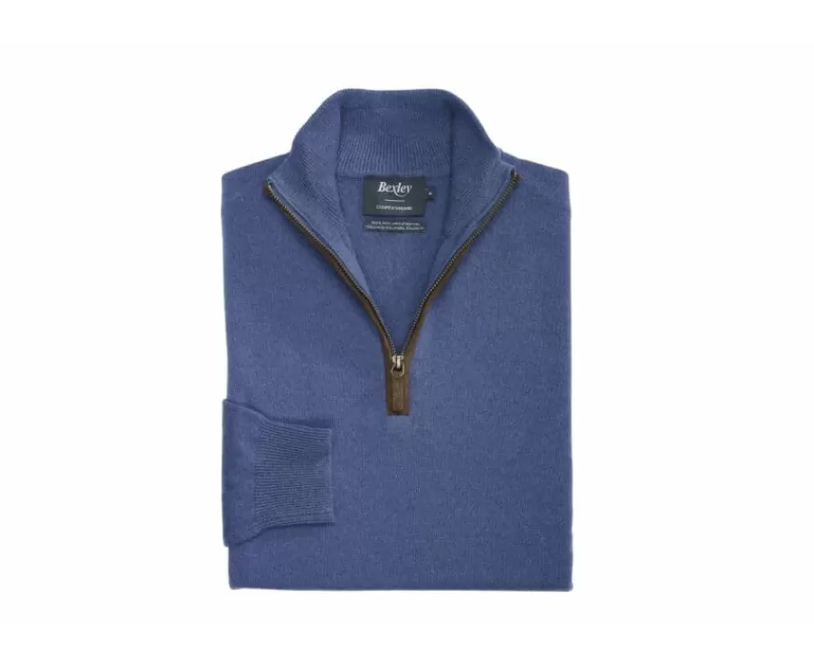 Clearance Jersey de lana para hombre con cuello cremallera Azul petróleo Keithy Jerséis De Cuello Cremallera | Jerséis De Punto