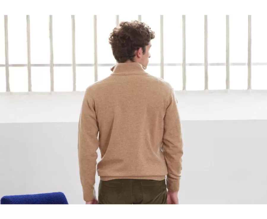 Online Jersey de lana para hombre con cuello cremallera Beis oscuro Moteado Keithy Jerséis De Cuello Cremallera | Jerséis De Punto