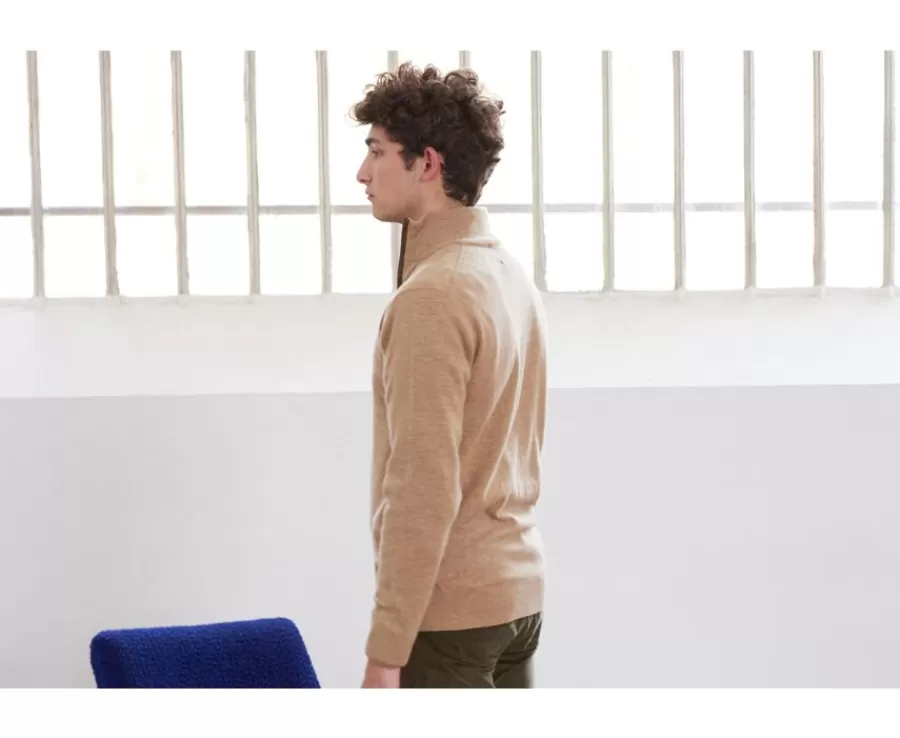 Online Jersey de lana para hombre con cuello cremallera Beis oscuro Moteado Keithy Jerséis De Cuello Cremallera | Jerséis De Punto