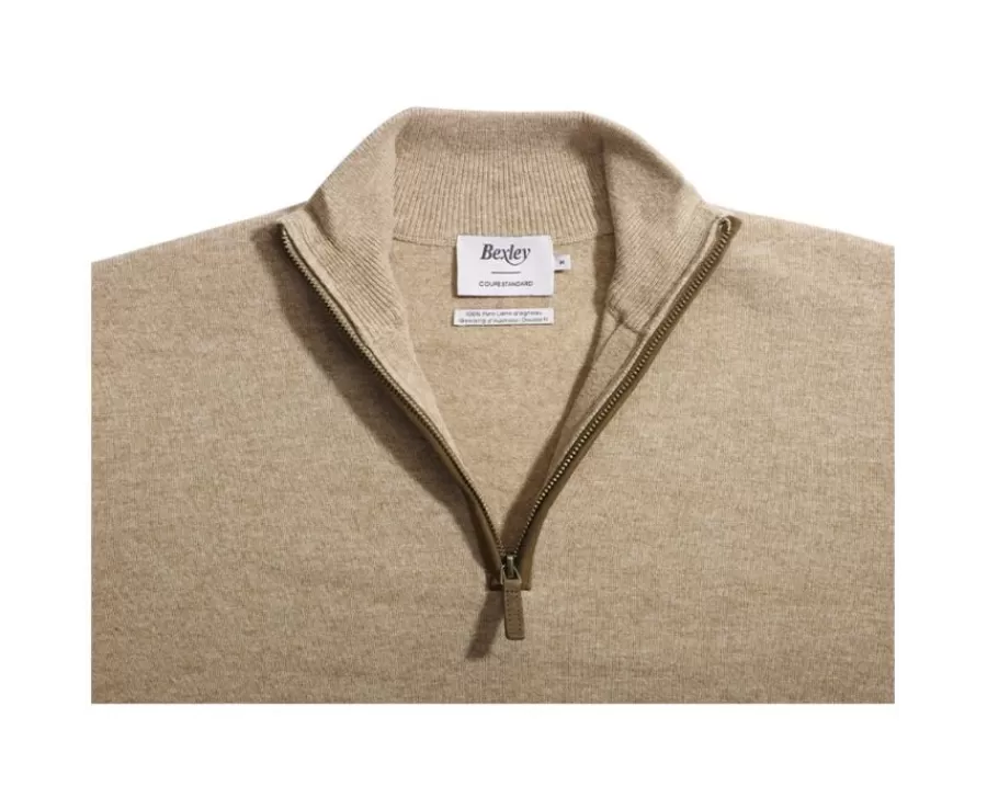 Online Jersey de lana para hombre con cuello cremallera Beis oscuro Moteado Keithy Jerséis De Cuello Cremallera | Jerséis De Punto