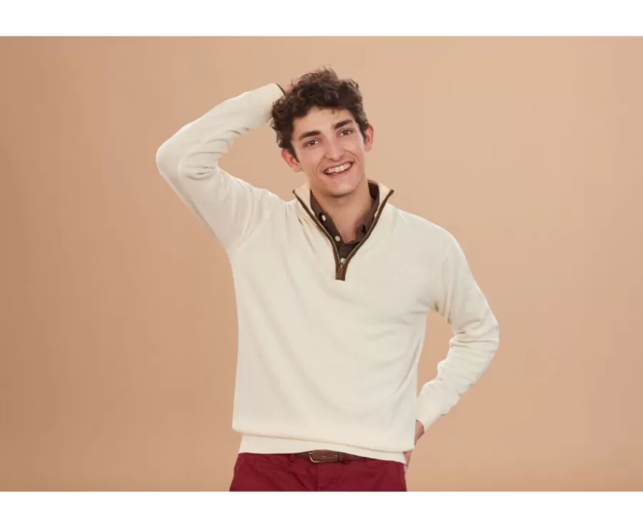 Discount Jersey de lana para hombre con cuello cremallera Crudo Keithy Jerséis De Cuello Cremallera | Jerséis De Punto