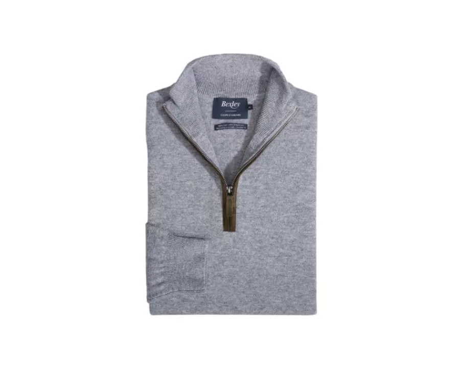Cheap Jersey de lana para hombre con cuello cremallera Gris moteado Keithy Jerséis De Cuello Cremallera | Jerséis De Punto