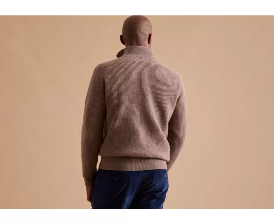 Cheap Jersey de lana para hombre con cuello cremallera Marrón moteado Kenthan Jerséis De Cuello Cremallera | Jerséis De Punto