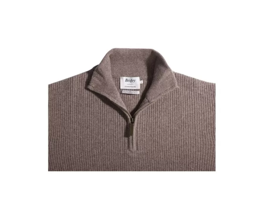 Cheap Jersey de lana para hombre con cuello cremallera Marrón moteado Kenthan Jerséis De Cuello Cremallera | Jerséis De Punto