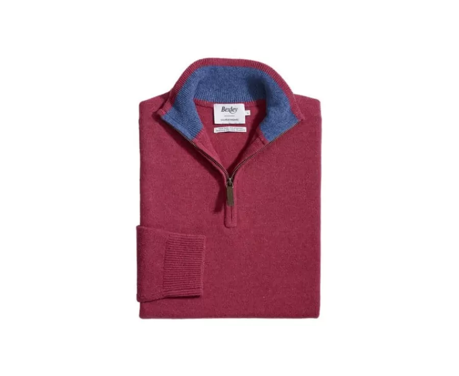 Online Jersey de lana para hombre con cuello cremallera Rojo y azul oscuro jaspeado Keyden Jerséis De Cuello Cremallera | Jerséis De Punto