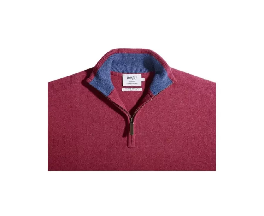 Online Jersey de lana para hombre con cuello cremallera Rojo y azul oscuro jaspeado Keyden Jerséis De Cuello Cremallera | Jerséis De Punto