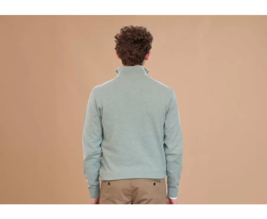 Clearance Jersey de lana para hombre con cuello cremallera Verde Eucalipto Keithy Jerséis De Cuello Cremallera | Jerséis De Punto
