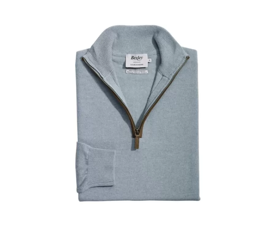 Clearance Jersey de lana para hombre con cuello cremallera Verde Eucalipto Keithy Jerséis De Cuello Cremallera | Jerséis De Punto