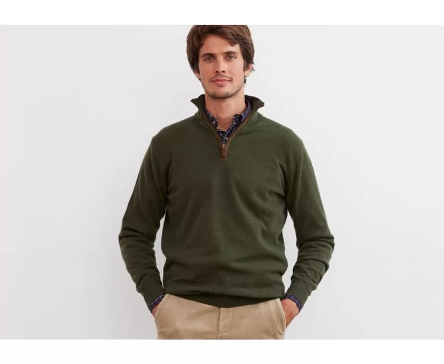 Flash Sale Jersey de lana para hombre con cuello cremallera Verde Keithy Jerséis De Cuello Cremallera | Jerséis De Punto