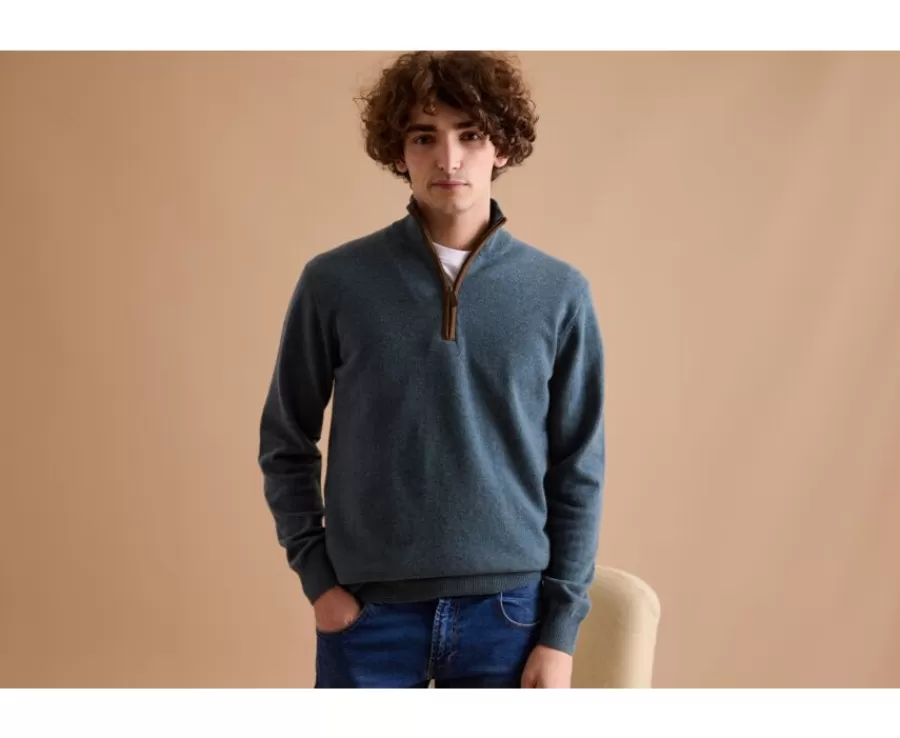 Cheap Jersey de lana para hombre con cuello cremallera Verde Moteado Keithy Jerséis De Cuello Cremallera | Jerséis De Punto