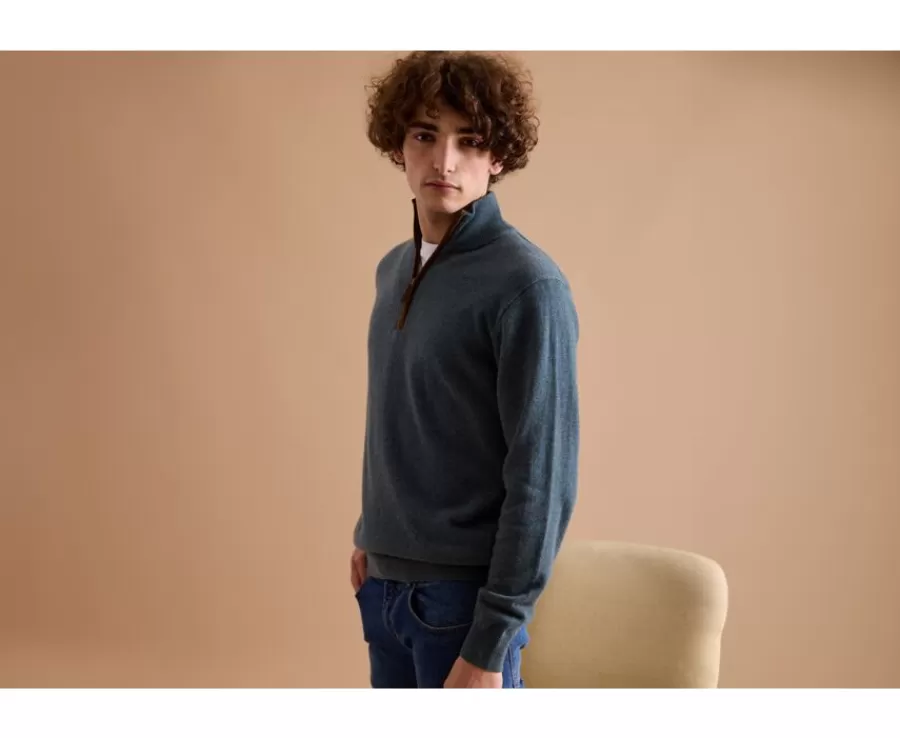 Cheap Jersey de lana para hombre con cuello cremallera Verde Moteado Keithy Jerséis De Cuello Cremallera | Jerséis De Punto