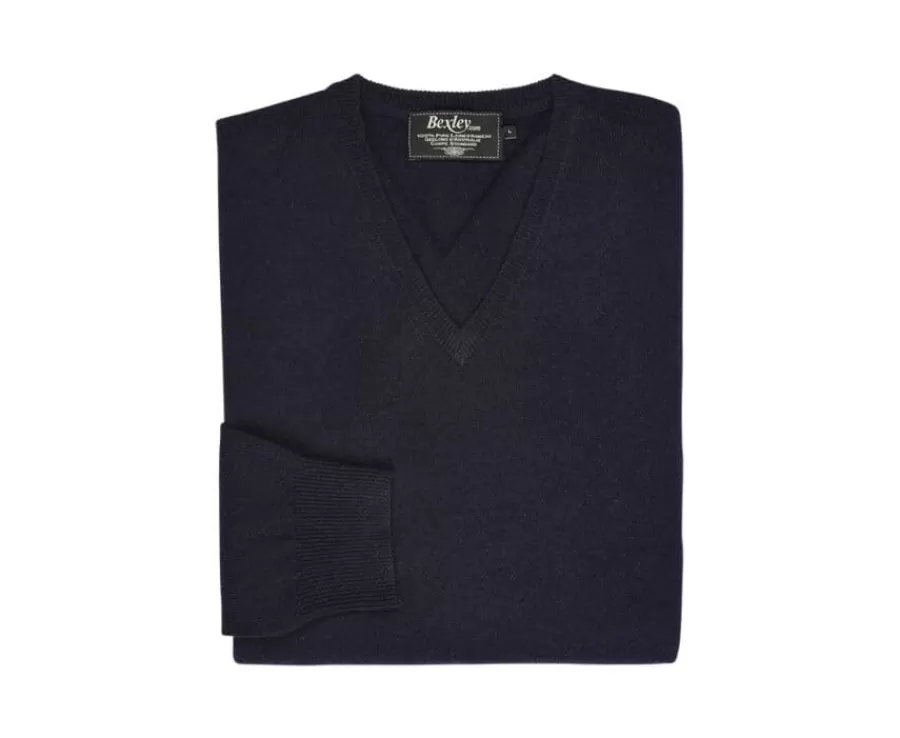 Outlet Jersey de lana para hombre con cuello de pico Azul marino Elian Jerséis De Cuello Pico | Jerséis De Punto