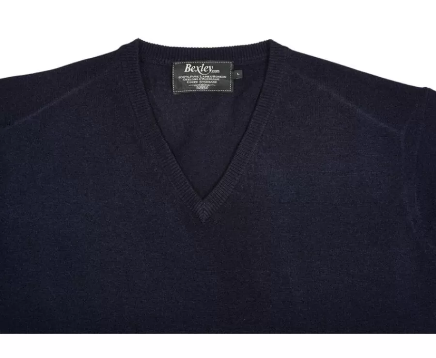 Outlet Jersey de lana para hombre con cuello de pico Azul marino Elian Jerséis De Cuello Pico | Jerséis De Punto