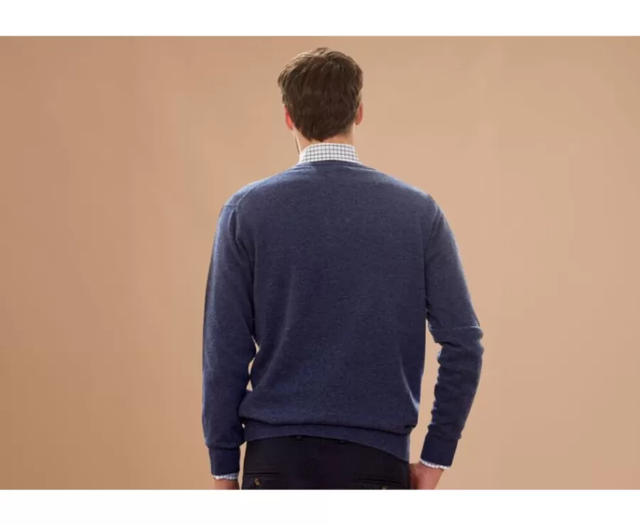 Store Jersey de lana para hombre con cuello de pico Azul oscuro moteado Elian Jerséis De Cuello Pico | Jerséis De Punto