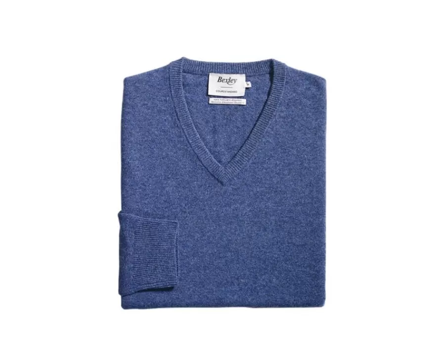 Store Jersey de lana para hombre con cuello de pico Azul oscuro moteado Elian Jerséis De Cuello Pico | Jerséis De Punto